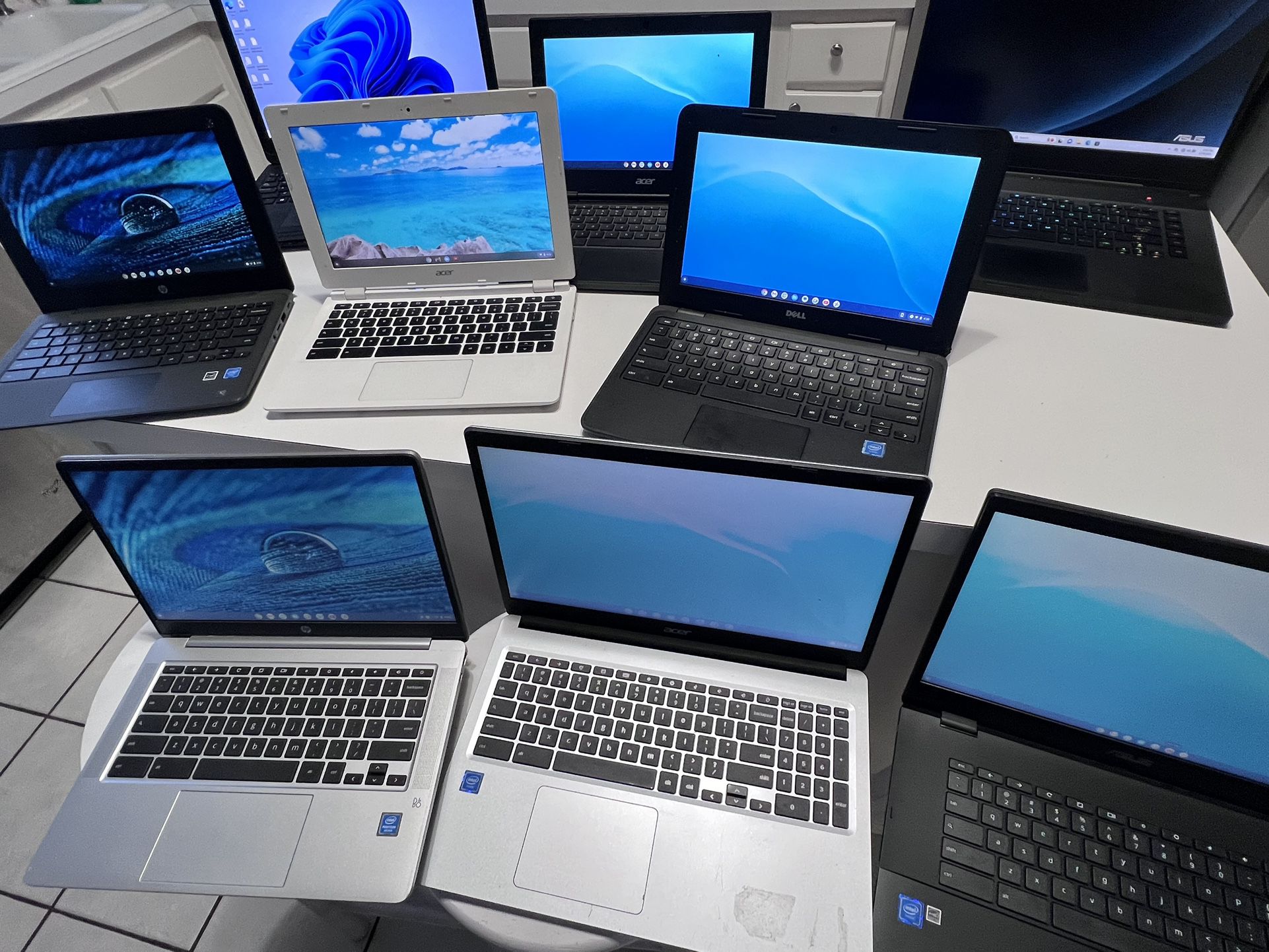 9x Laptop computers lot asus HP Chromebook dell acer