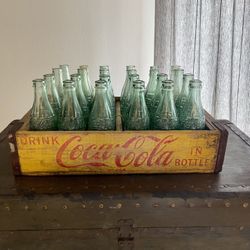Vintage Coca Cola Wooden Crate w/ Bottles