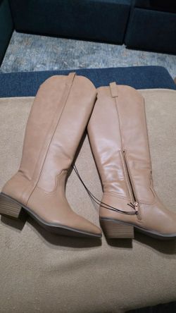 Knee-High Riding Boots Nude Tan