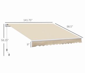 12'x8' Outsunny Patio Awning Retractable Sun Shade Shelter w/ Manual Crank Handle