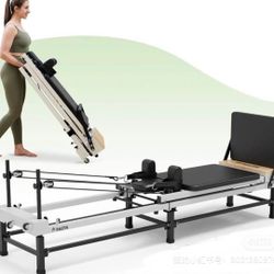 PAETA Pilates Reformer, 91" Foldable Reformer Pilates Machine with Adjustable Reformer Heights, Pilates Equipment with Piano Wire Spings and Jump Boar