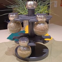 Glass Jar Spice Rack - Turntable 