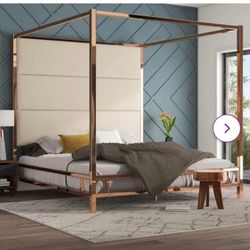 Upholstered Metal Canopy Bed