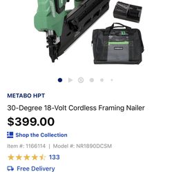 30 Degree 18 Volt Cordless Framing Nailer With Baterry And Charger