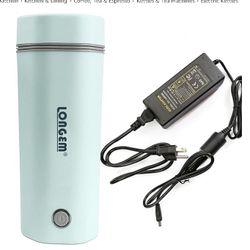 Portable Travel Electric Kettle for Car & Home 12V110V Mini Electric Heating Cup Fast Boil Hot Water Boiler Stainless Steel Bottle AntiSpill Leak P 