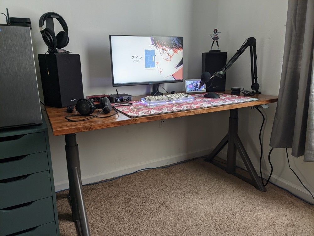 IKEA Idasen Sit Stand with IKEA Gerton Butcher Block Stained and Finished