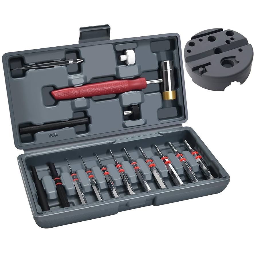 Pin Punch Set, Steel Roll Pin Punch Set, Punch Tool, Pin Punches with Replaceable Face Hammer, Made of Solid Material, Mechanical Repair Tool with Ben