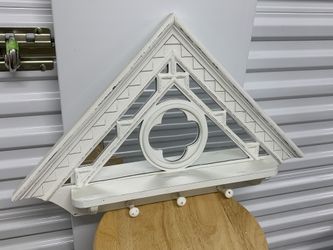 Triangular Distressed Mirror with Shelf and Hooks