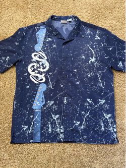 VTG Hard Rock Fender Stratocaster Dragon Nashville Hawaiian Shirt Size Large