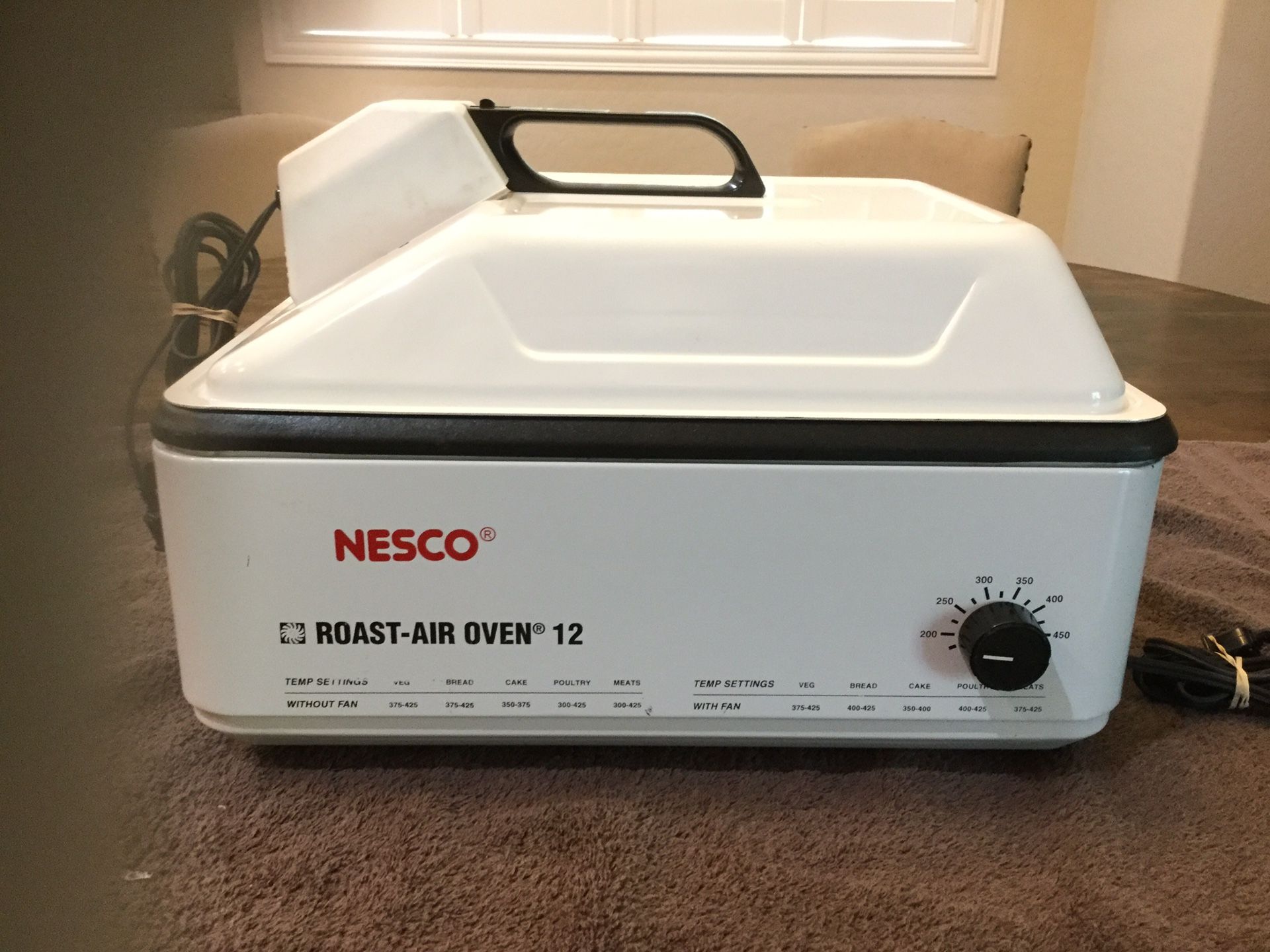 WHITE NESCO TURBO CONVECTION ROAST AIR OVEN 12 QT COOKER STEAMER ENAMEL