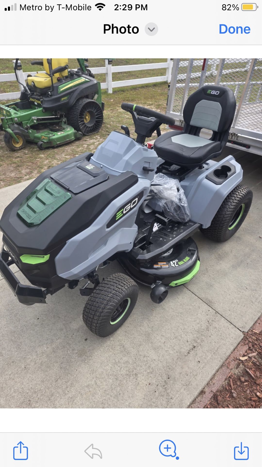 New Ego Battery Powered Rider Tractor 56v Complete W/6 Batteries 6/7.5.