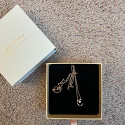 Rose Gold-Tone Crescent Moon Necklace with Crystal Charm – Brand New