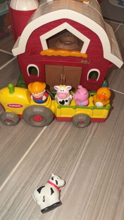 Red barn and animals