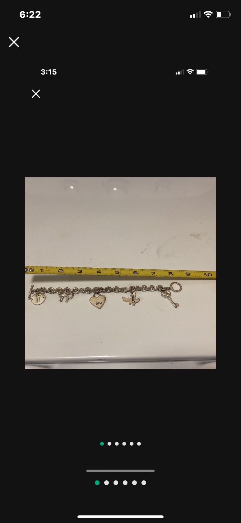 American Eagle Outfitters Charm Toggle Bracelet Silver Tone Metal