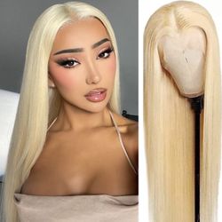 18in Human Hair Wig Unit Straight Platinum Blonde Lacefront