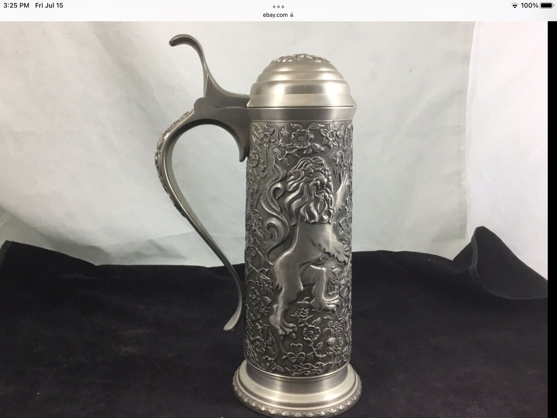 Vintage Lion And Unicorn Pewter Stein By Franklin Mint