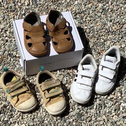 (2) pairs of Ten Little Toddler Shoes Gray Size US 7 + Adidas Sneakers Size 7 