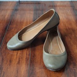 Frye Women's Carson Ballet Flats Taupe Brown Gray Leather Size 9 B Casual
