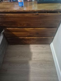 Dark Stained Wood Dresser 3 Drawer