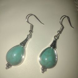 Turquoise Silver Coated Earrings
