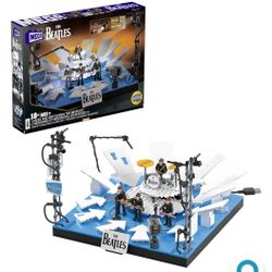 MEGA The Beatles Building Set with 681 Pieces, 4 Poseable Action Figures and Ed Sullivan Stage, with LeD Lights