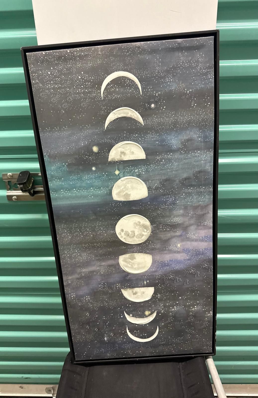 Moon Phases Cosmic Stars Framed Canvas Art ~12in Wide