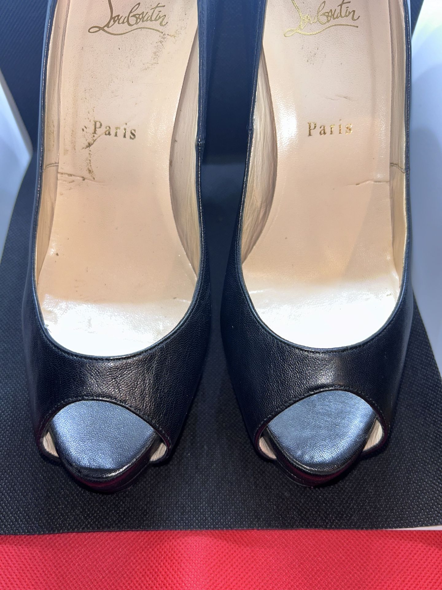 Christian Louboutin Palais Royal 140 Kid Leather Pumps - Size 39.5 EU - Black