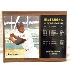 Mint Condition (755 Made) Signed Hall Of Famer (Hank Aaron’s) Milestone Home Run Plaque. This Is 135 Out Of 755 Issued. 