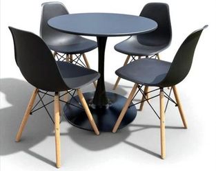 NY: Modern Black Tulip Dining Set Round Table with 4 Chairs