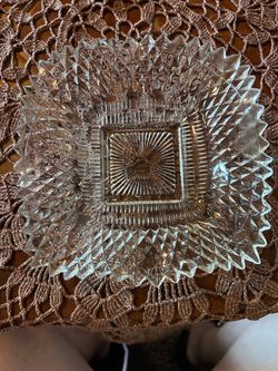 Clear Cut Glass Crystal Serving Dish