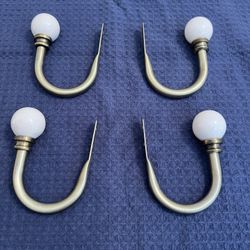 4 pc drapery vintage brass & ceramic