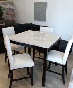 Beautiful 5-Pc White Counter Height Dining Table Set