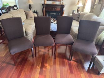 Covered Leather Dining Chairs