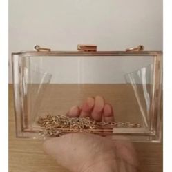 New Women Cute Clear Purse Acrylic Box Clutch Handbag, Transparent Crossbody Bag
