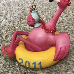 Christmas tree flamingo ornament
