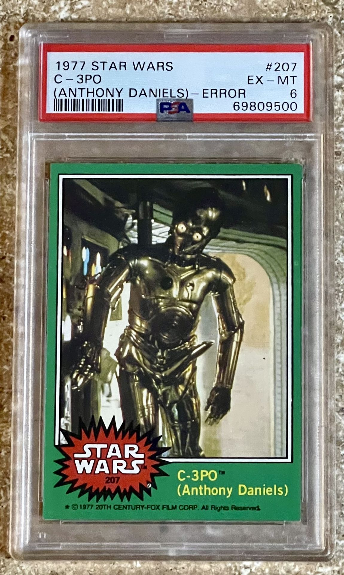 1977 Topps Star Wars C-3po Golden Rod Error Card Rookie RC Iconic Topps PSA 6 Centered