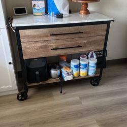 Iron & Wood Rolling Kitchen Island