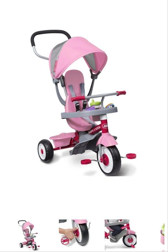 Radio Flyer 4 in 1 Stroll N Trike Infant & Toddler Adjustable Stroller Trike Bicycle