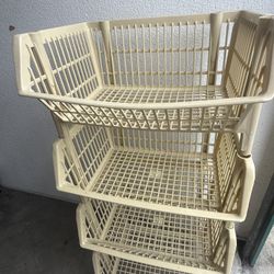 4 Stackable Storage Baskets