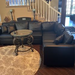 Black Modular Vegan Leather Sectional