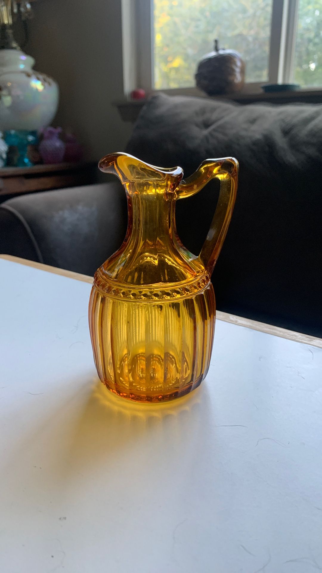 Vintage Amber Glass Cruet- No Stopper