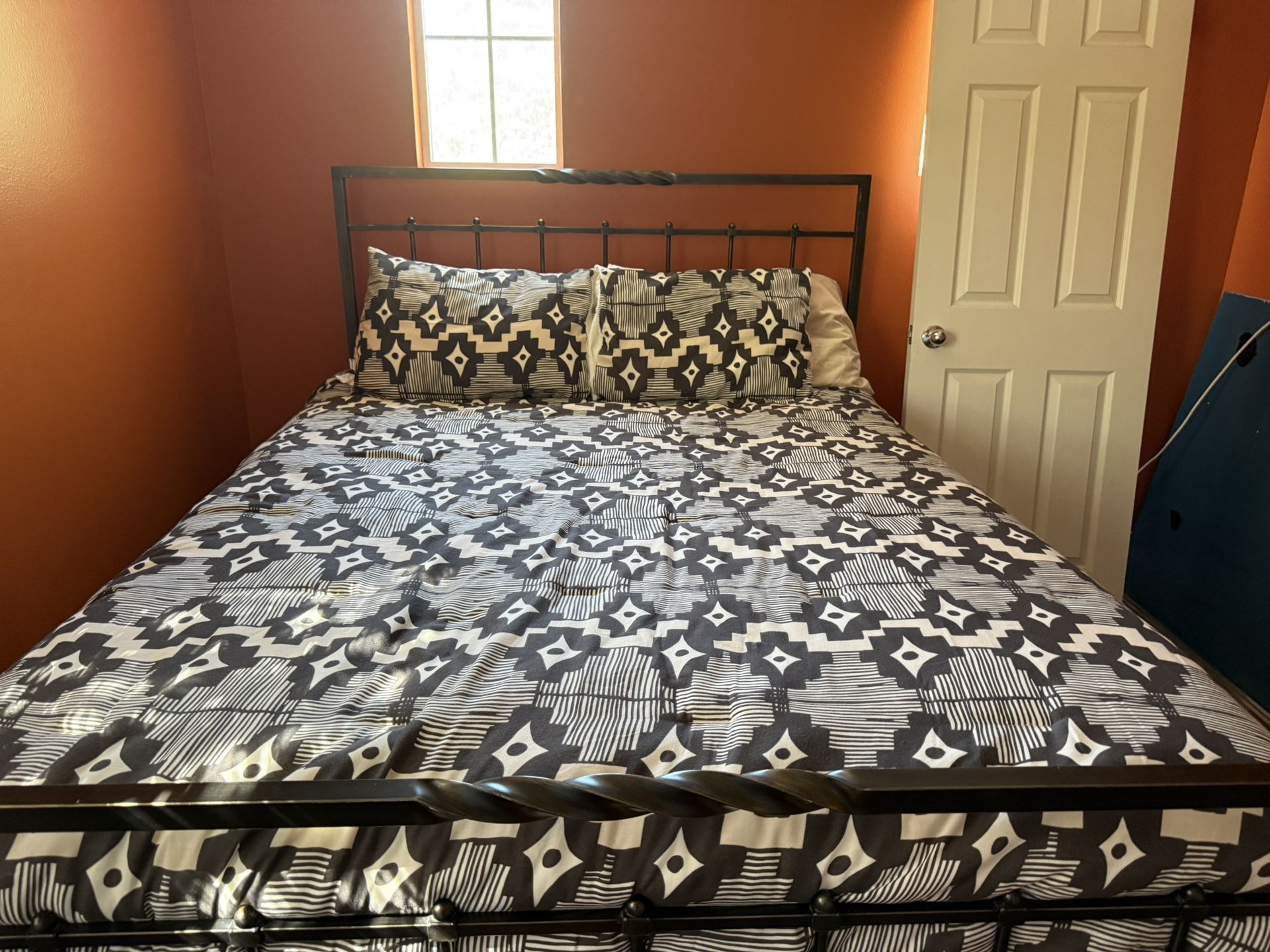 Queen Size bed frame mattress, and boxspring