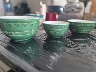 Green Ceramic Mixing Bowl Set of 3