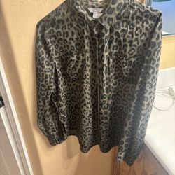 Olive Green And Black Jaguar Blouse