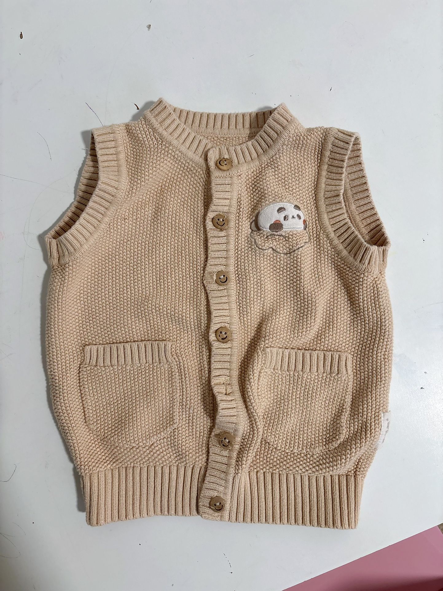 unisex baby infant vest sweater vest boy vest toddler sleeveless top girl vest size 18-24months beige Comes from pet free smoke free home Washed w d
