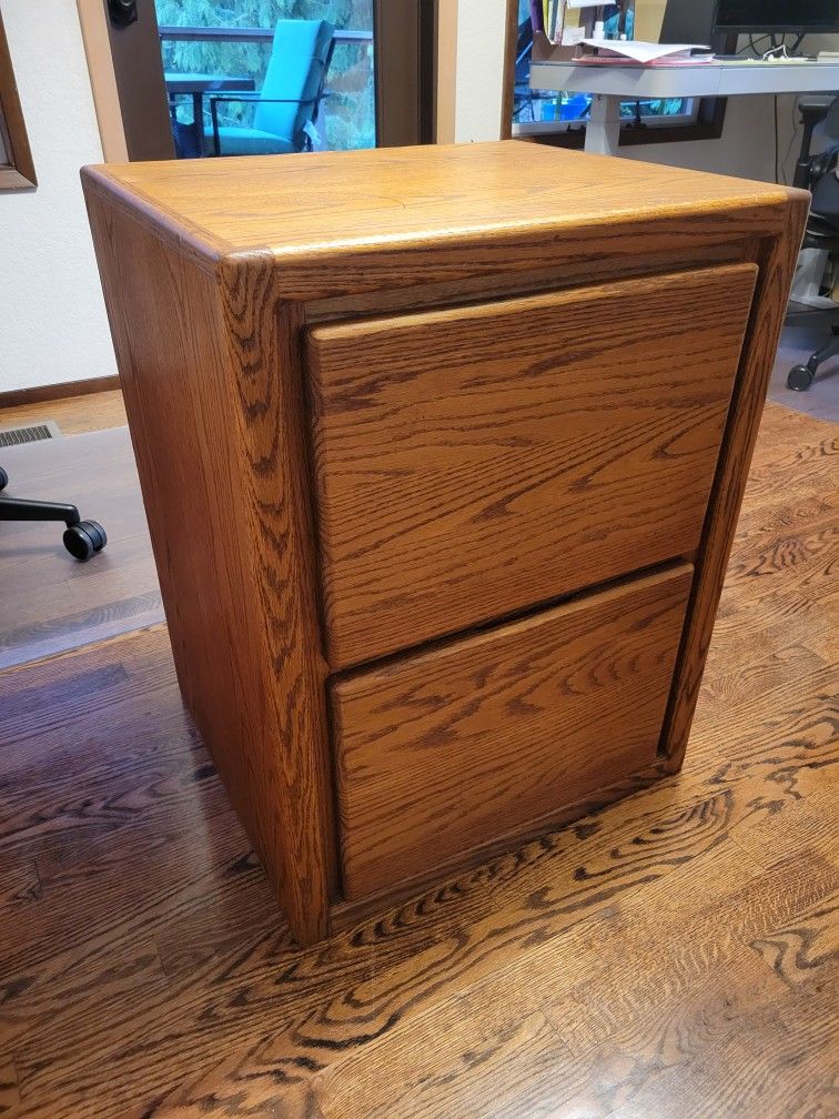 Oak Solid Wood 2 Drawer File Cabinet
