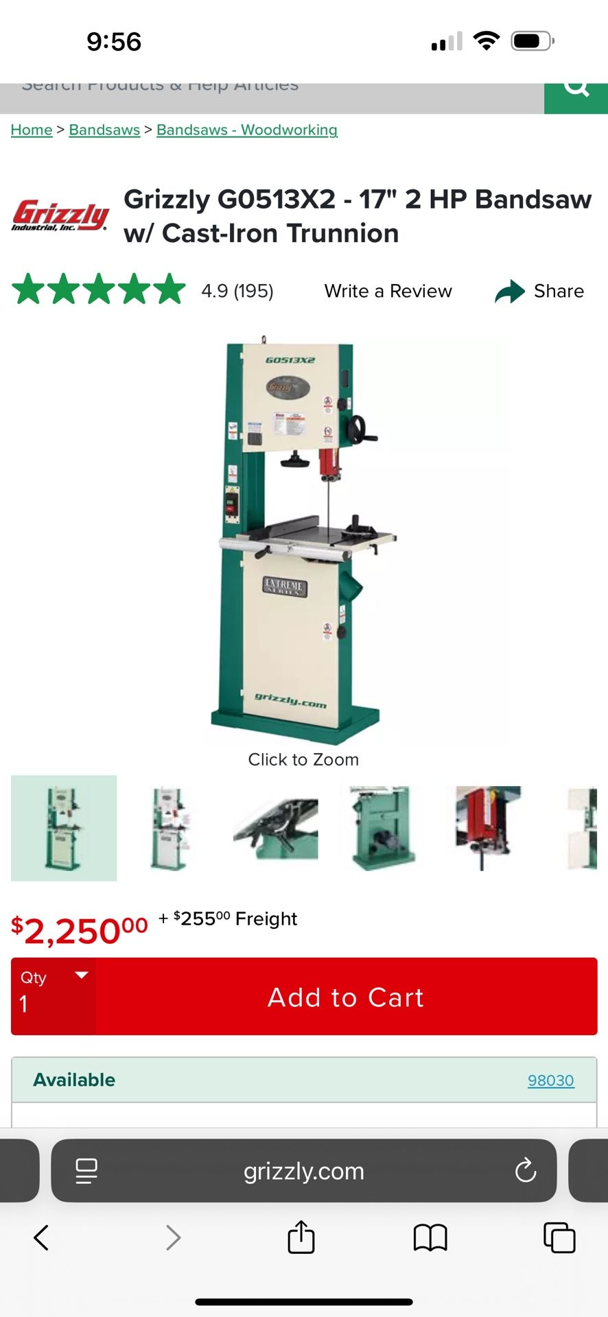 Grizzly 17” Extreme Series Bandsaw 2HP