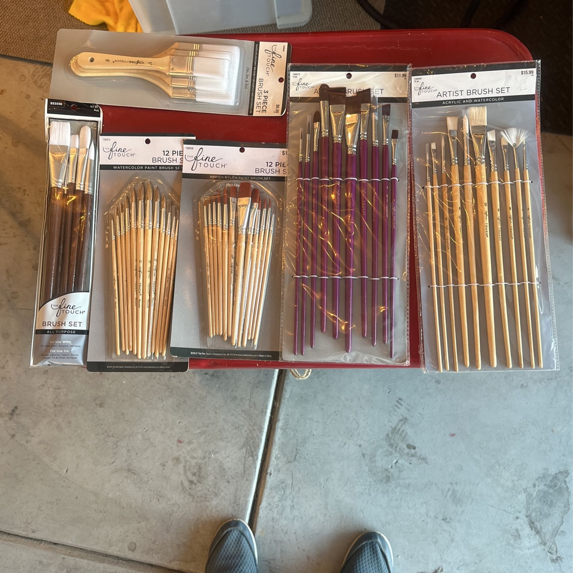 Six Sets Of Fine Touch Paint Brushes
