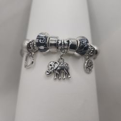 Silver Elephant  Trunk Bracelet 