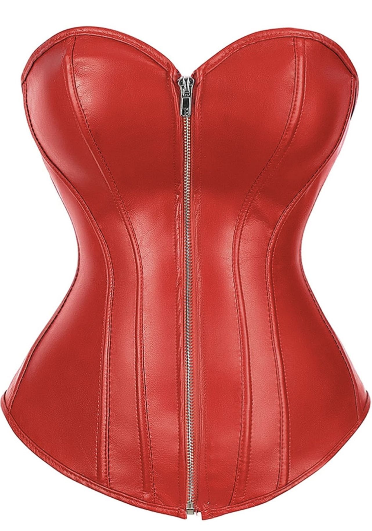Sexy Red Faux Leather Corset- Sizes: S-3XL